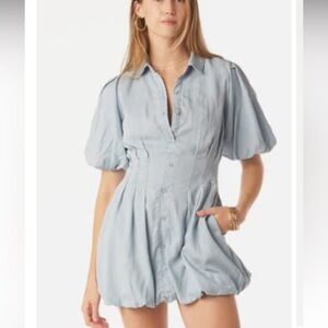 Tart Collections Kara Dress Open Air Blues XS Tencel Rayon Baloon Short Sleeves